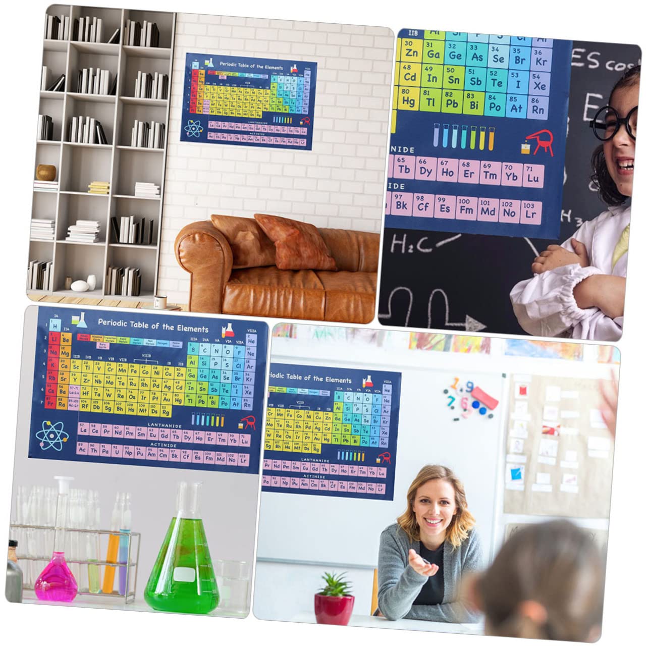 HOODANCOS 6pièces Affiche Éducative De Tableau Périodique Des Éléments Pour Garçon Fille Décoration De Classe Et Étupour Apprentissage Des Sciences