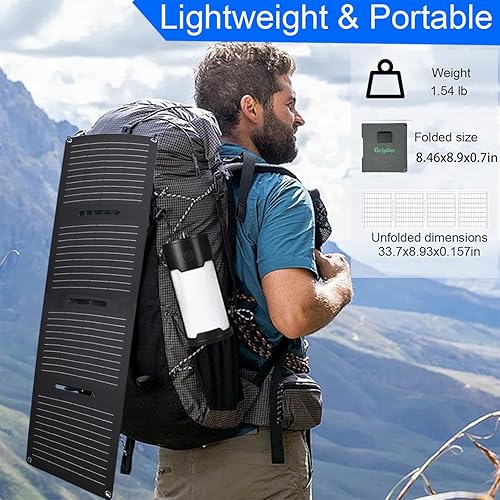 Miniatura 2 de Panel solar de 30 W 18 V, IP65 impermeable, ETFE Panel solar plegable de respaldo de energía, cargador solar portátil para acampar, senderismo