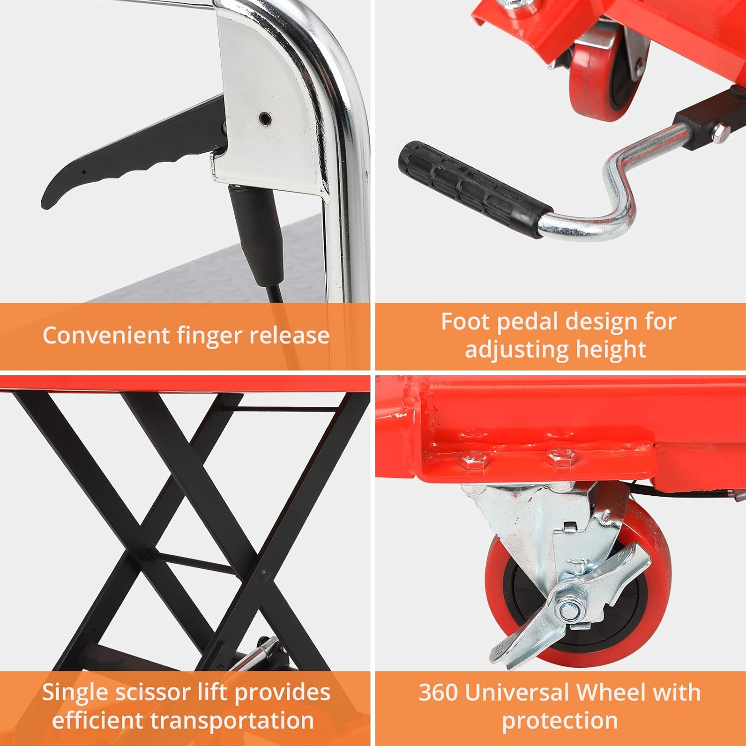 Chi tiết view of Garvee Hydraulic Lift Table Cart components