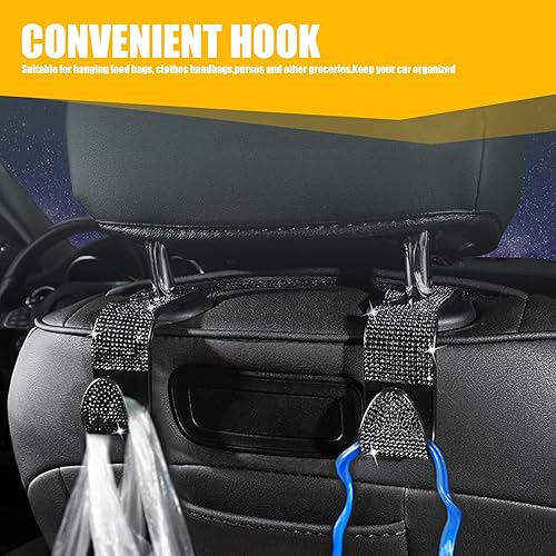 Miniatura 3 de 2 ganchos brillantes para respaldo de asiento de automóvil, con diamantes de imitación, multifuncionales en forma de S, organizador de gancho para