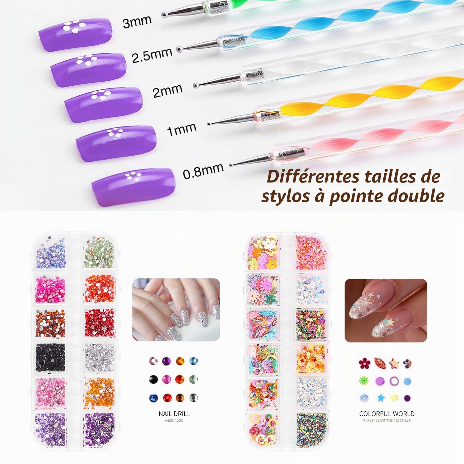 Major Dijit Kit d'ongles pour ongles en acrylique avec lumière UV - Kit de démarrage avec poudre acrylique, ponceuse à ongles électrique, accessoires et décoration - Kit complet pour débutants et