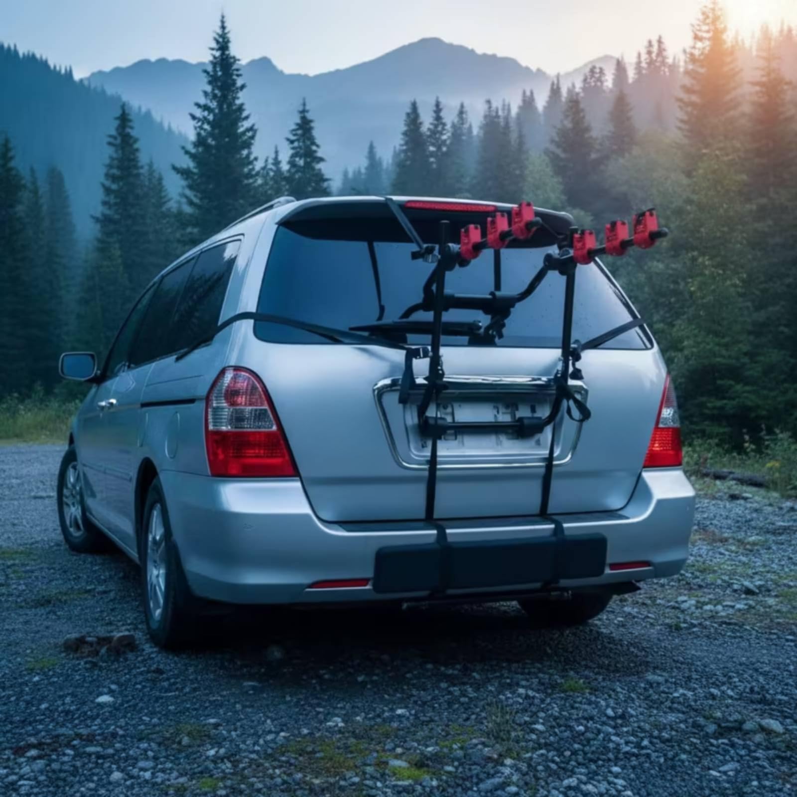 Portabicicletas Trasero para Coche Soporte Bicicletas Transportador Bicis Bastidor Maletero Marco de Metal y Plástico con sin Rayar Adecuado para Coches Pequeños Fines de Semana