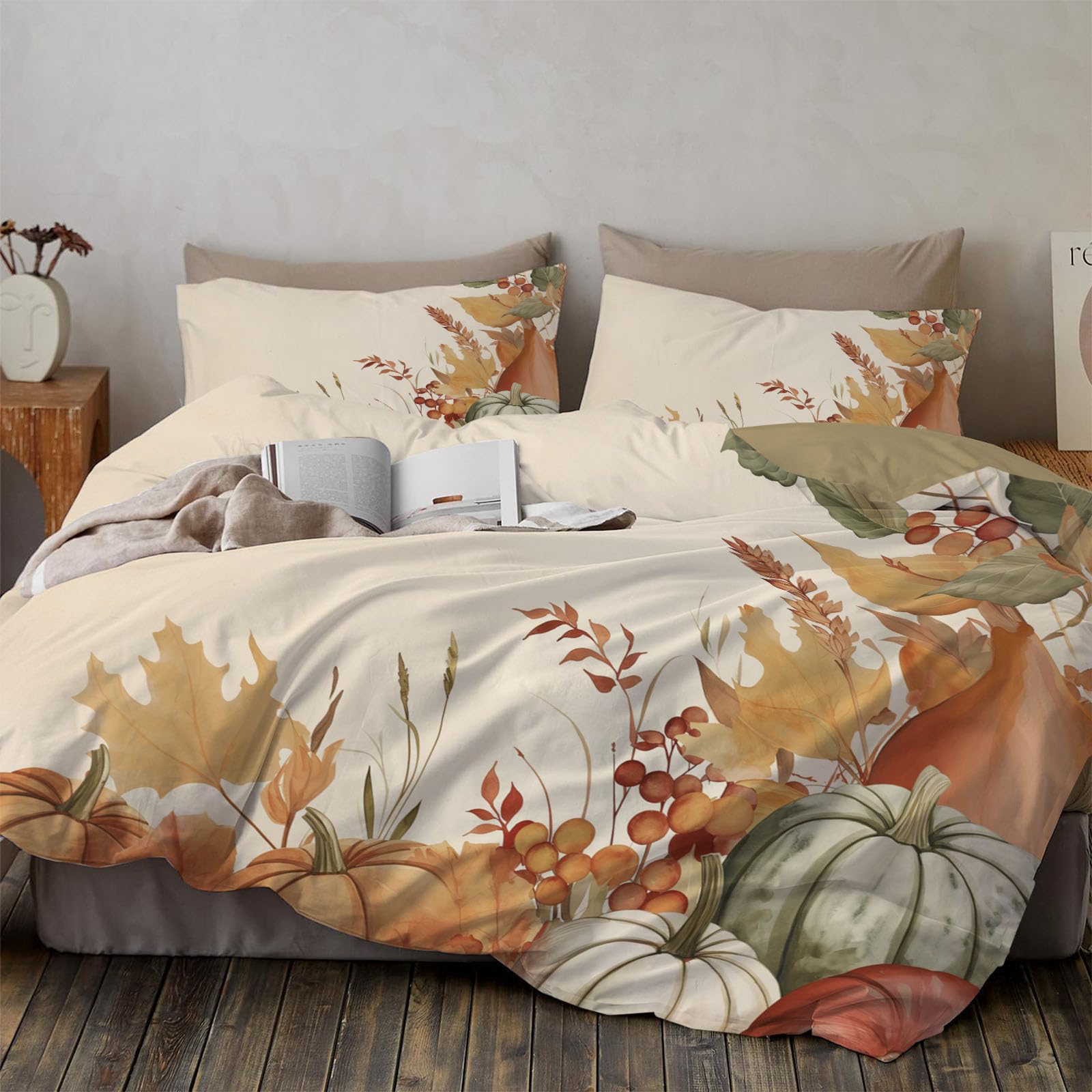 Housse de couette boho citrouille pour réchauffer l'ambiance de la chambre d'enfant en automne