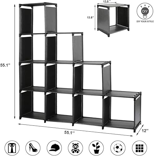 Miniatura 3 de Estante organizador de almacenamiento de 10 cubos, organizador de escaleras, estantería modular, organizador de almacenamiento de bricolaje, estante