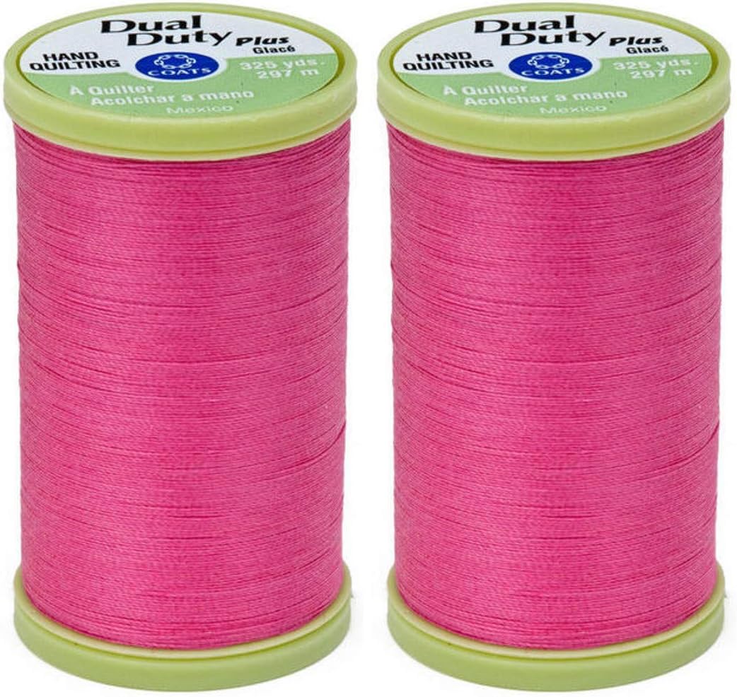 2-Pack Bundle Coats & Clark Dual Duty Plus Hand Quilting Thread 325yds Hot Pink s960-1840