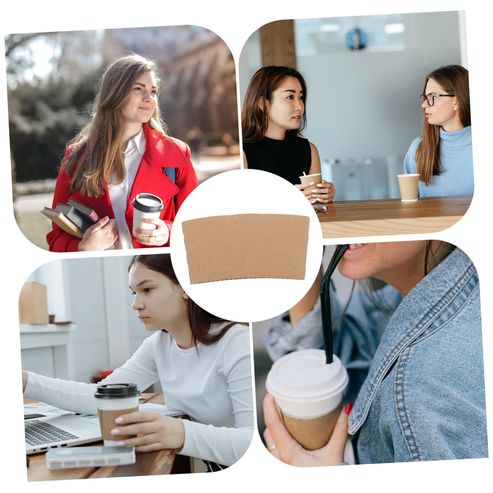 Manchons Léger et Isolant Thermique en Papier Kraft Lot de 100 Pièces pour Protection à Chaleur Résistants à Chaleur pour Tasse à Thé et Café