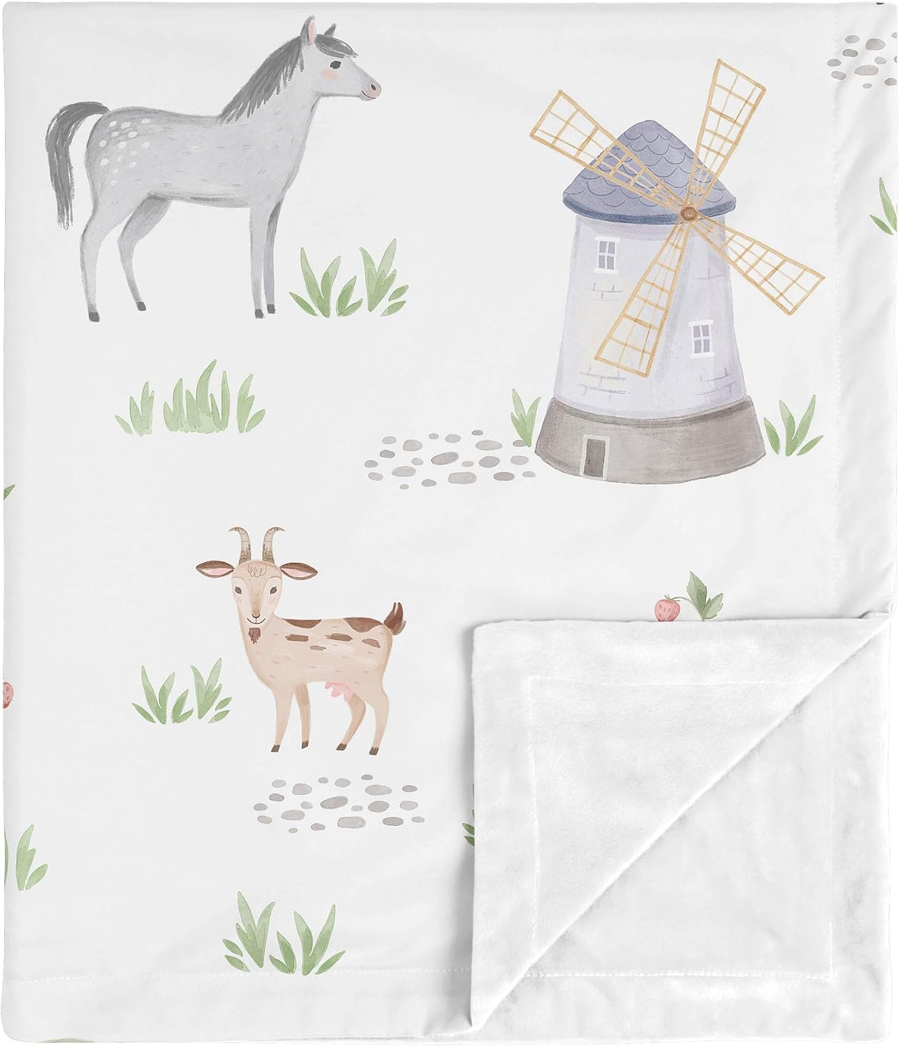 Sweet Jojo Designs Farm Animals Baby Boy Girl Receiving Security Swaddle Blanket for Newborn or Toddler Nursery Car Seat Stroller Soft Minky - Watercolor Farmhouse Horse Cow Sheep Pig