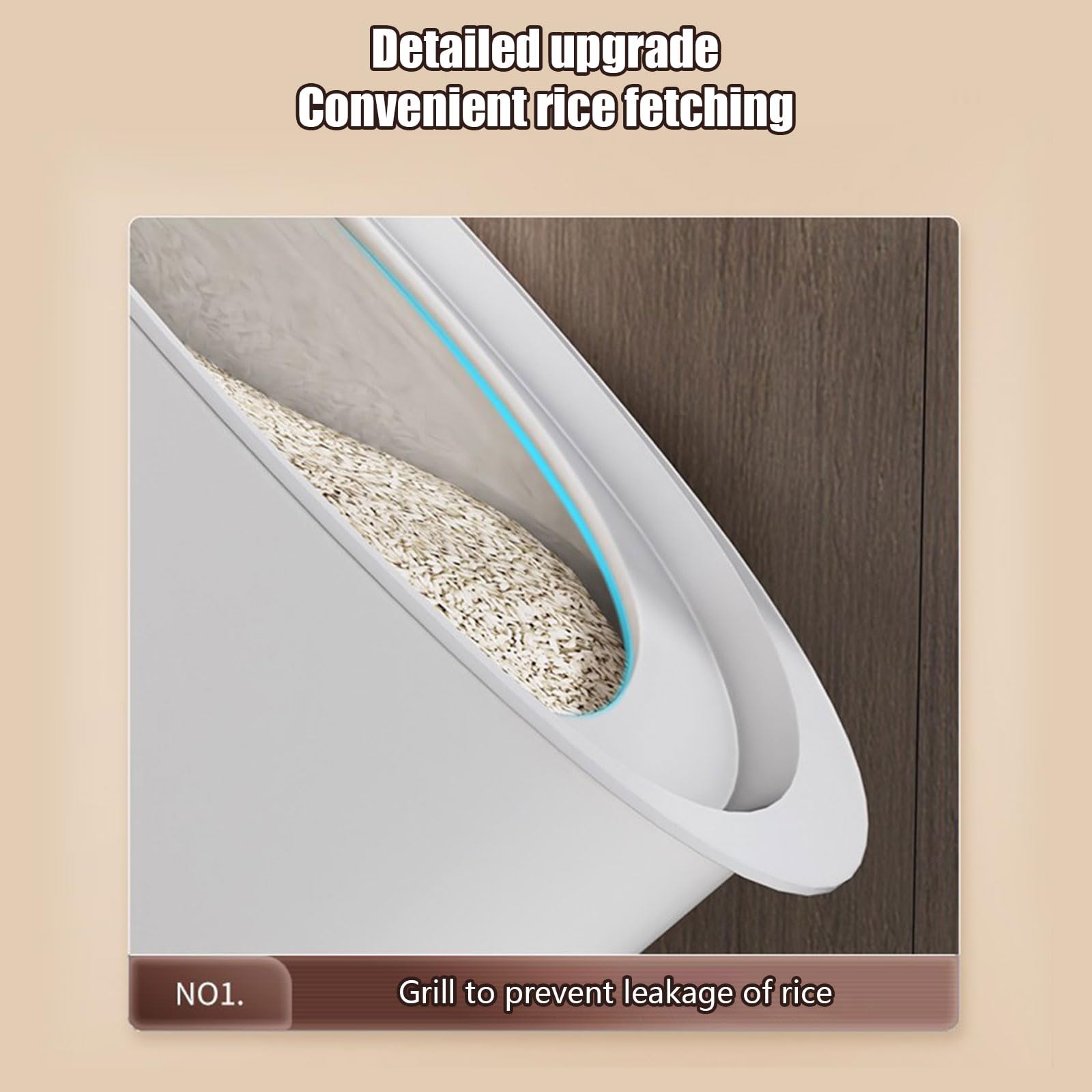 Materiali PP per Uso Alimentare Contenitore per la conservazione del Riso da 6 kg ermetico Sicuro per Dimensioni 23, 8x24, 7x25 cm Apertura Frontale