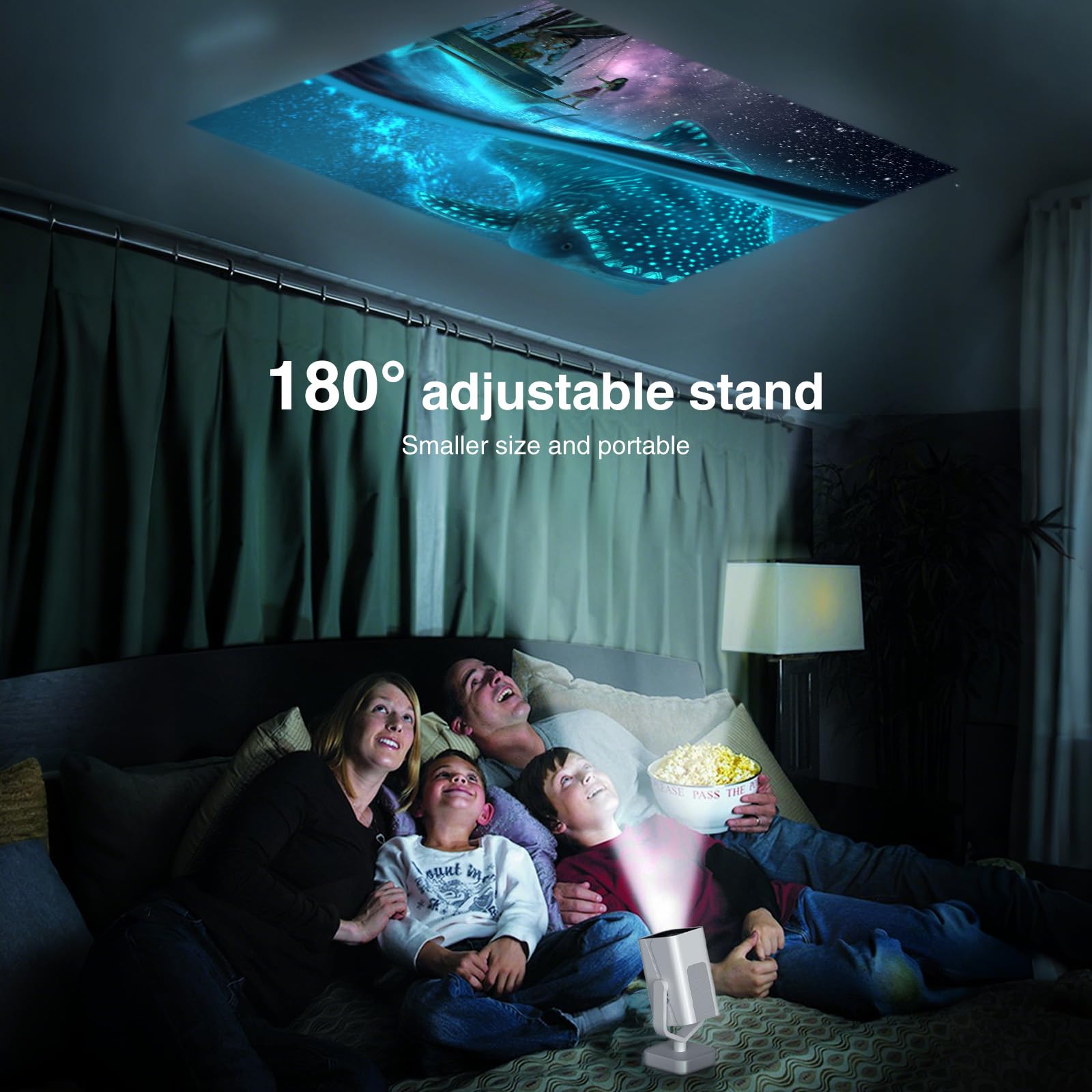 Mini Beamer Unterstützt 4K 1080P | Auto Trapezkorrektur | 270° Drehung Smart Klein Projektor Bluetooth WiFi6 AKATUO Tragbarer Projector Handy Kompatibel mit HDMI/TV Stick/Laptop