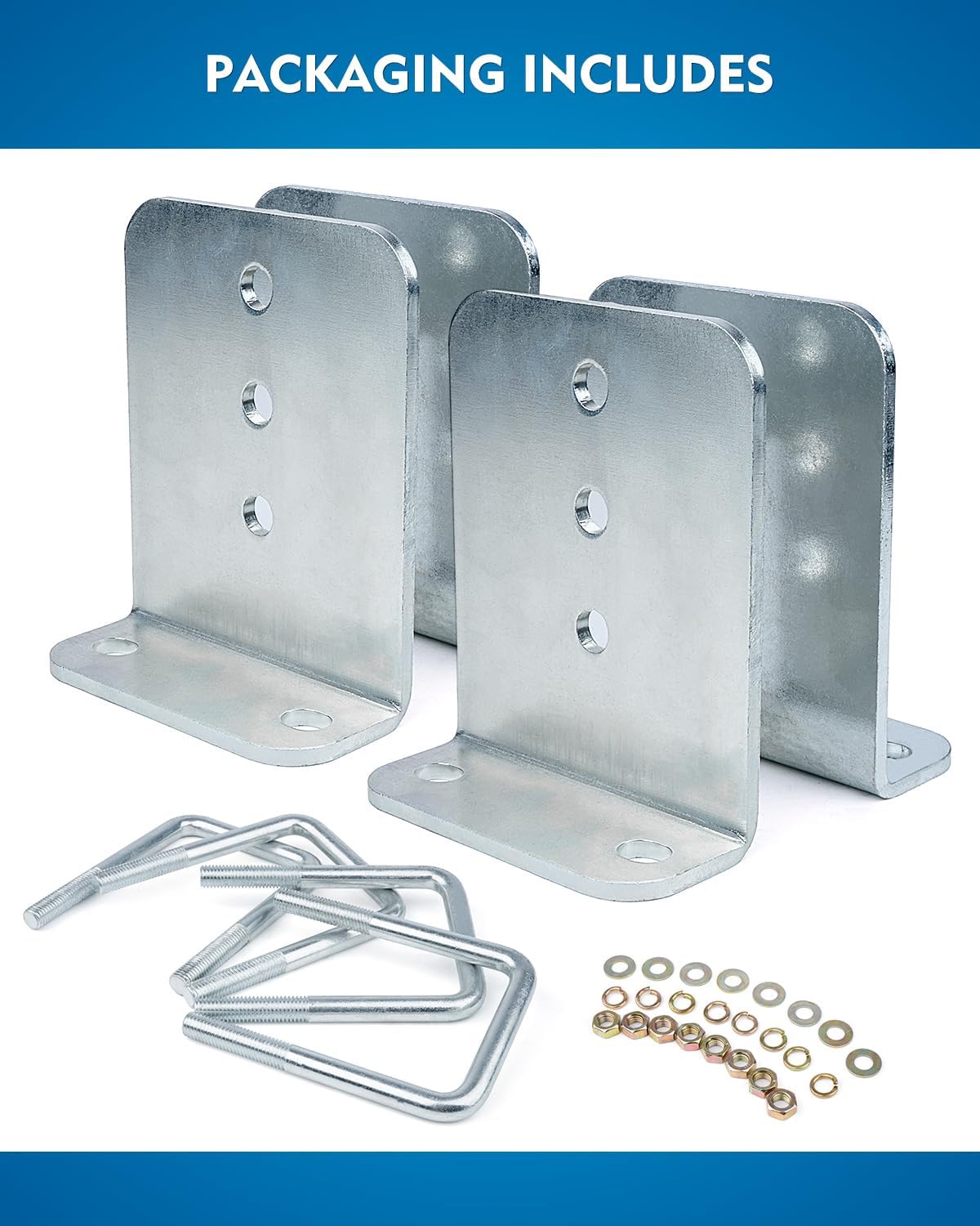 Heavy-Duty Steel 6" L-Type Boat Trailer Bunk Bracket Kit Fit for 3x3 Boat Trailer Crossmembers - 4 Pack