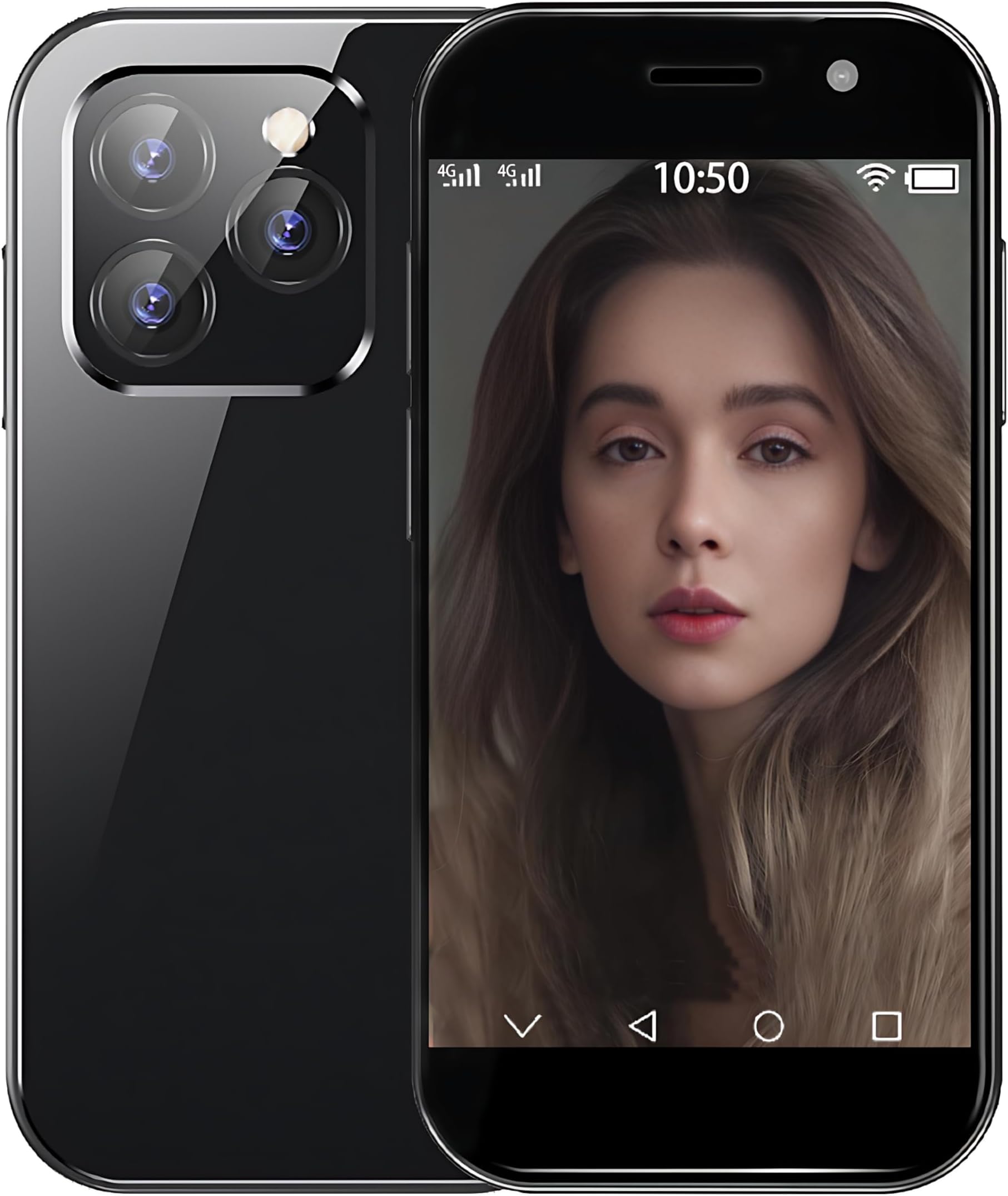 Mini Smartphone 4G Unlocked 3.0 Inch Quad Core Dual Sim Card 2600mAh Face ID Child Mobile Phone Android Kids Super Small Mobile Phone Student Pocket Cellphone (Midnight Black,2GB+16GB)