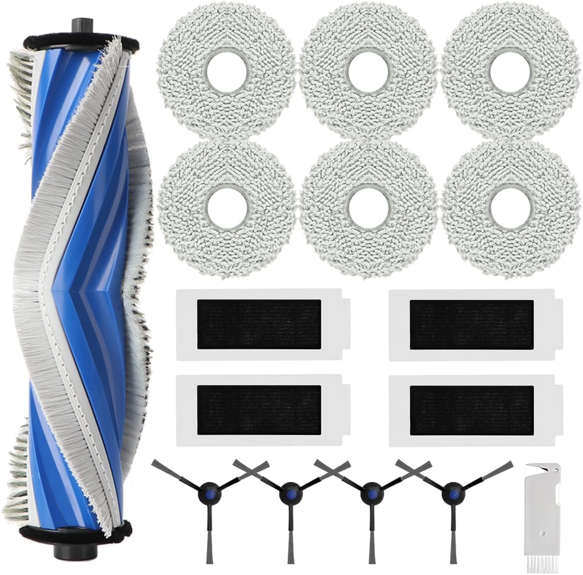 Cleptorize Accessories Kit for ECOVACS DEEBOT T30S/ T30S Combo/ T30 Omni/ T30 PRO OMNI Robot Vacuum, Replacement Parts with 1 Main Brush (Zero Tangle Brush), 4 HEPA Filter, 4 Side Brush, 6 Mop Pads