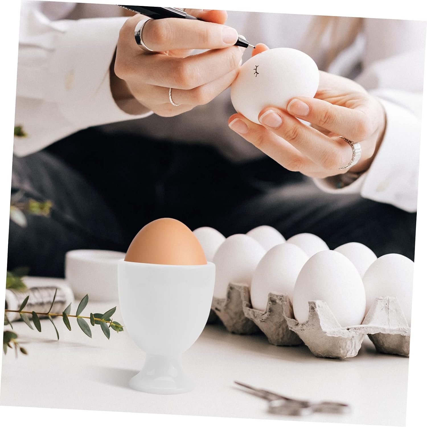 6pcs Practical Ceramics Holders for Breakfast Household Cups Raised Plate for Clean Dining and Fun Breakfast