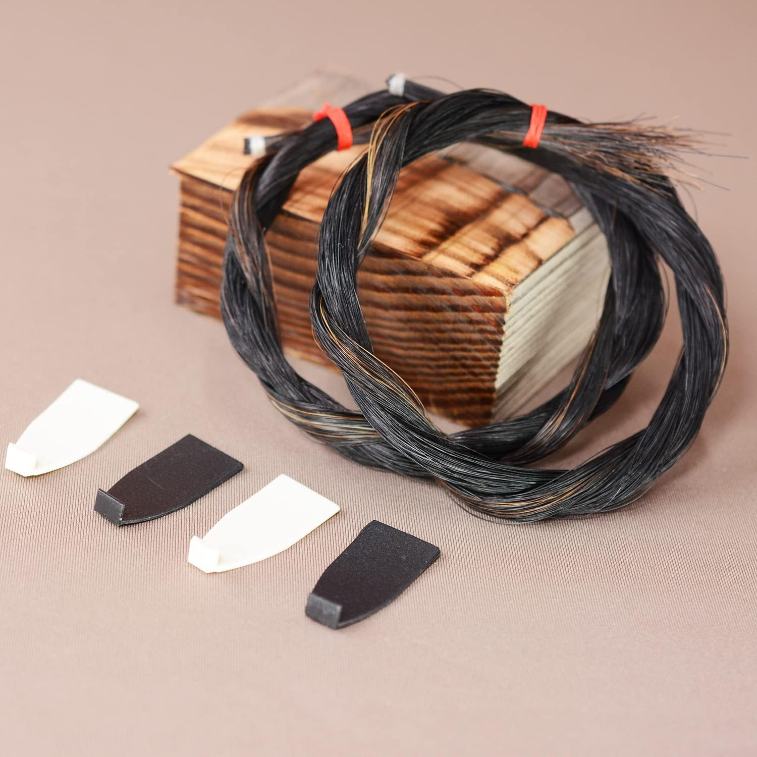 VINGOBOW 2 Hanks Black Mongolian Horse Hair for Bass Bows