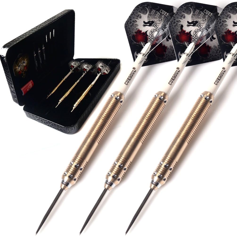 CUESOUL 25 Grams Steel Tip Darts with Deluxe PU Darts case