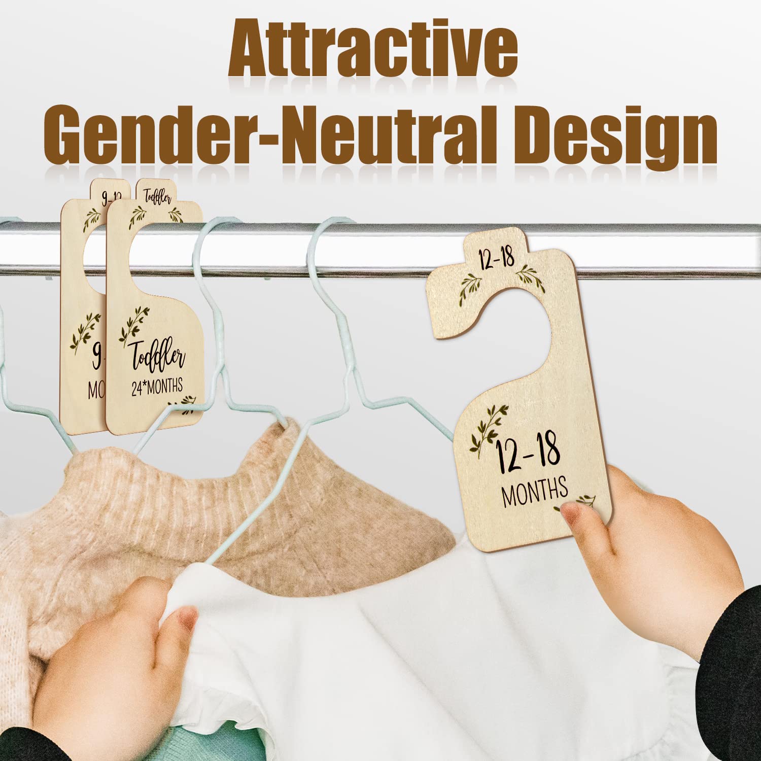 Séparateurs De Vêtements Bébé 7 Pièces - Bois Naturel, Double Face (arc-en-ciel Et Vierge), Du Nouveau-né à 24 Mois