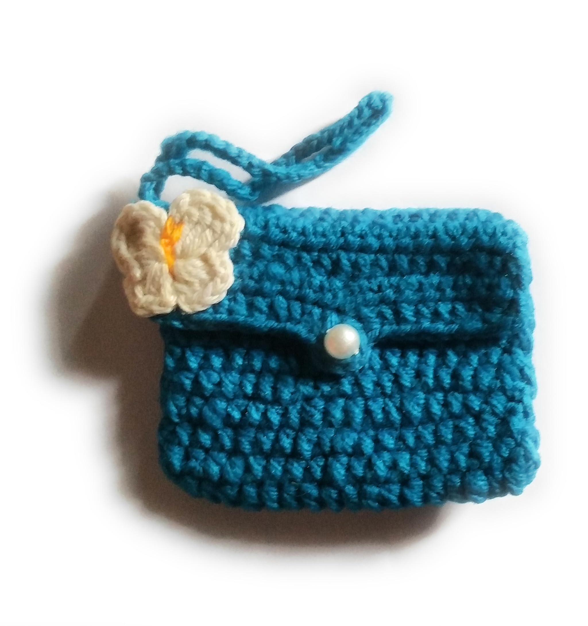 Handmade Crochet Wallet Blue Colour attech Small Butterfly, Cotton Yarn, Small Card Holder-image-23