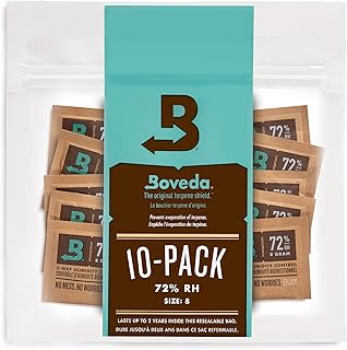 Boveda pour cigares/tabac | régulateur d'humidité dans les 2 sens à 72% d'HR | taille 8 pour max. 5 cigares | technologie brevetée pour cave à cigares | pochette refermable hermétique de 10 sachets