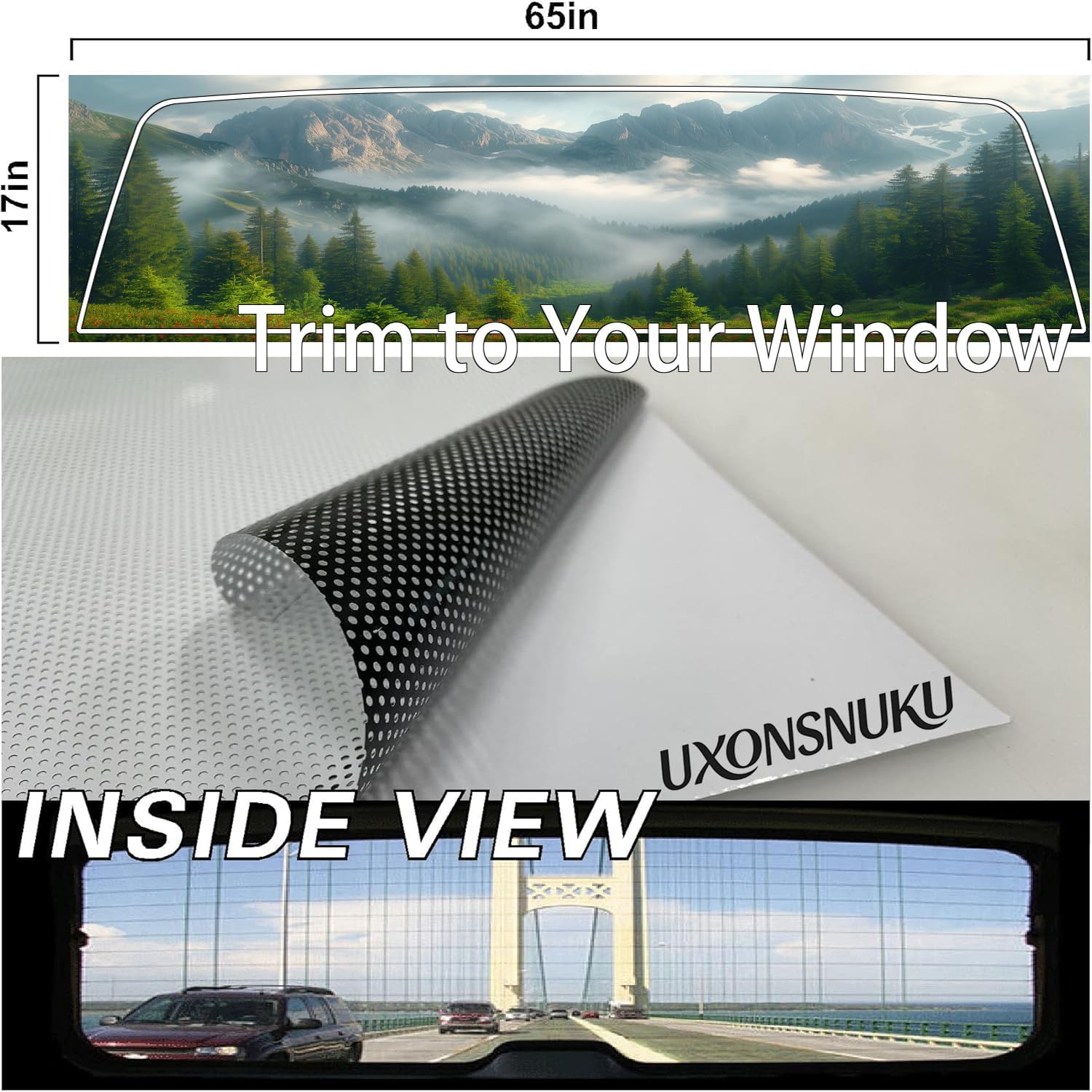 Truck Rear Window Decals Forest at Dawn Perforated Vinyl See-Through Sticker, for Car Trucks SUV 17x65 inch