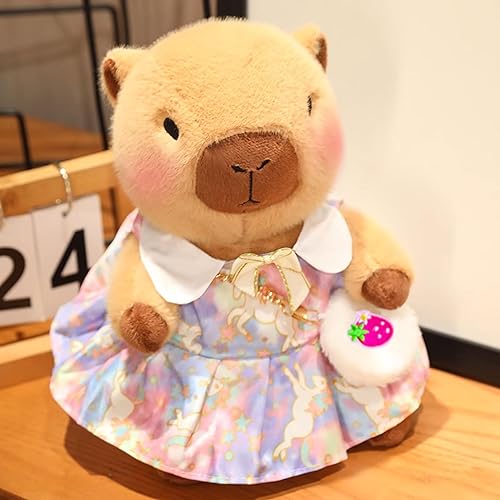 Miniatura 2 de Capybara - Juguete de peluche con 7 piezas de ropa y accesorios, lindo animal de peluche Capybara con trajes (marrón)