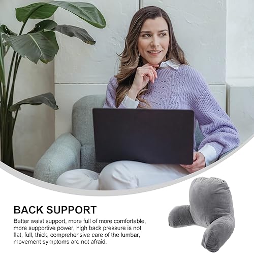 Miniatura 8 de BESPORTBLE Almohada de lectura estándar para la espalda almohada de cama con reposabrazos soporte de espalda para leer trabajar en laptop ver la