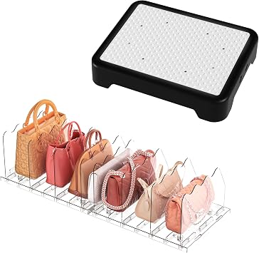 Adjustable Purse Organizers for Closet, Clear Handbag Shelf Dividers+Non-Slip Step Stool for Elderly, Indoor/Outdoor Non-Slip Step Platform Assistive Devices for Adults and Elderly