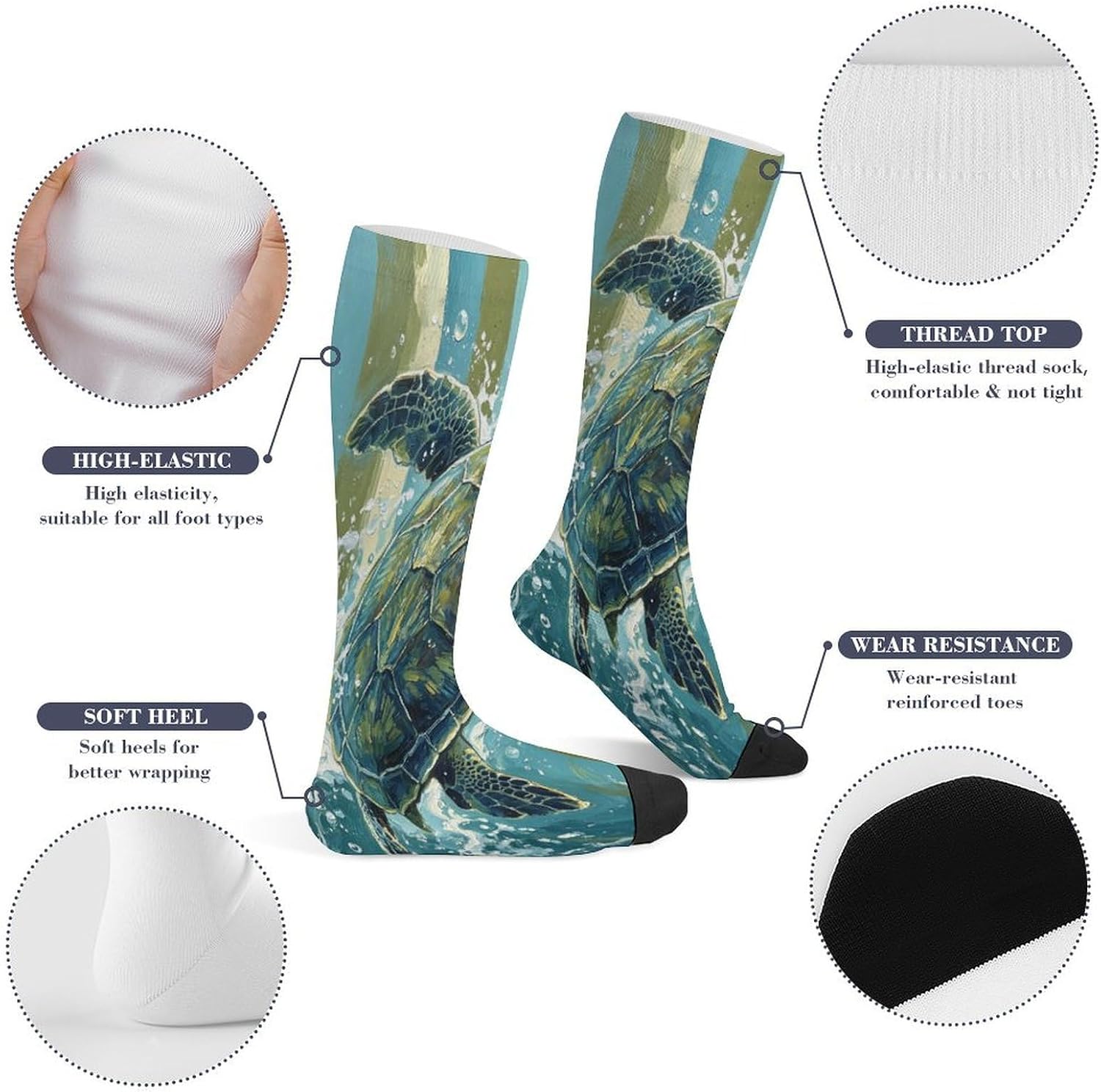 Turtle Crew Socks Calf Socks Athletic Crew Sock
