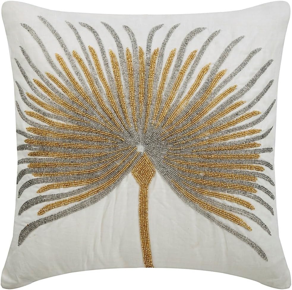 Decorative Custom Pillow Case, White Shams, Silver Gold Beaded Tree Sparkly Pillow Shams, 24x24 inch (60x60 cm) Pillow Sham, Square Silk Shams, Pillow Shams, Modern, Floral - Love Grows On Trees