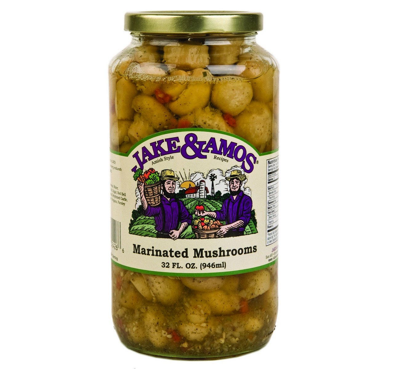 Jake & Amos Marinated Mushrooms, 32 Oz. Jar (Pack of 4)