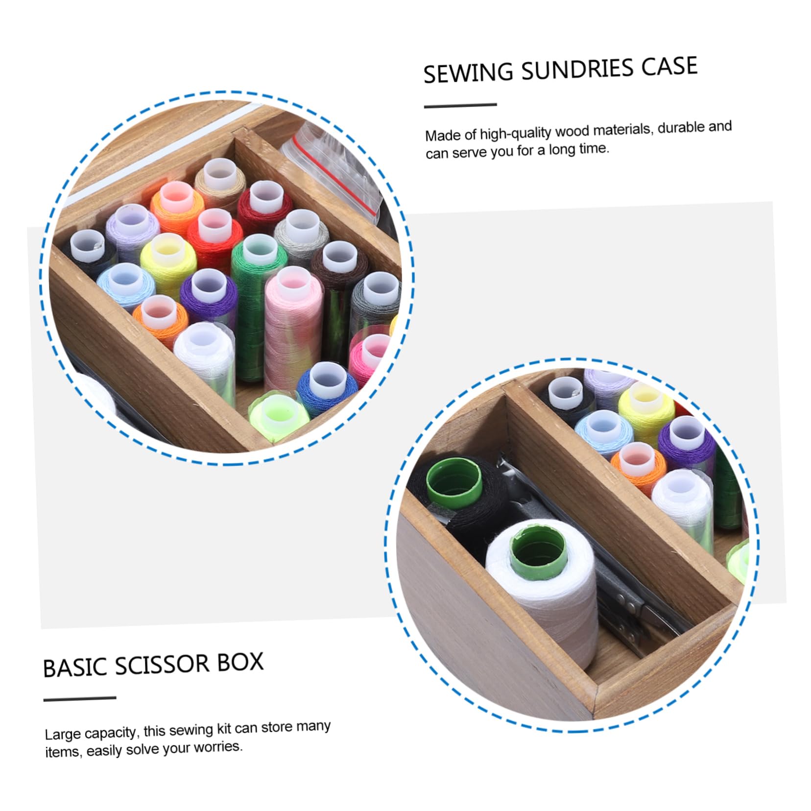 Caja de Madera Retro para Guardar Hilo y Aguja Gran Capacidad, Kit de Costura Hogar Adecuado para Diy, Almacenaje Natural y Ecológico