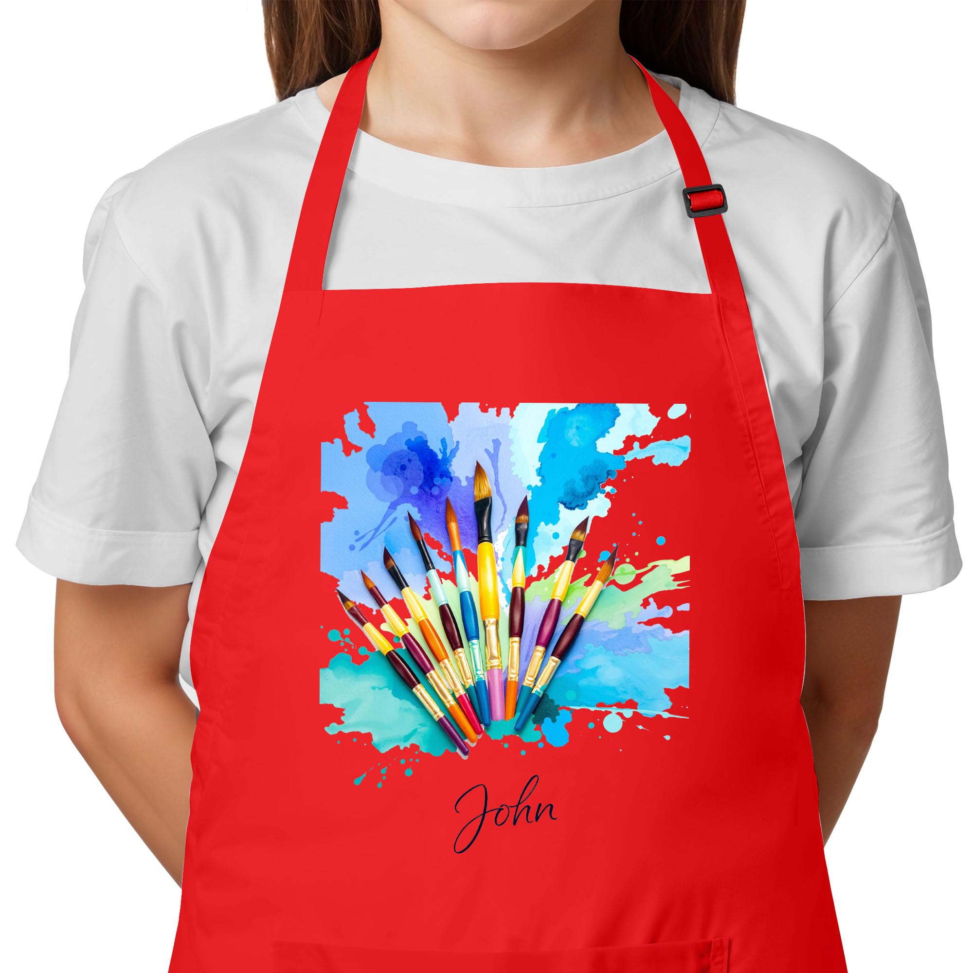 Personalized Kids Apron with Custom Name, Artist Apron For Painting and Craft Crhsitmas Boys & Girls Stocking Stuffer
