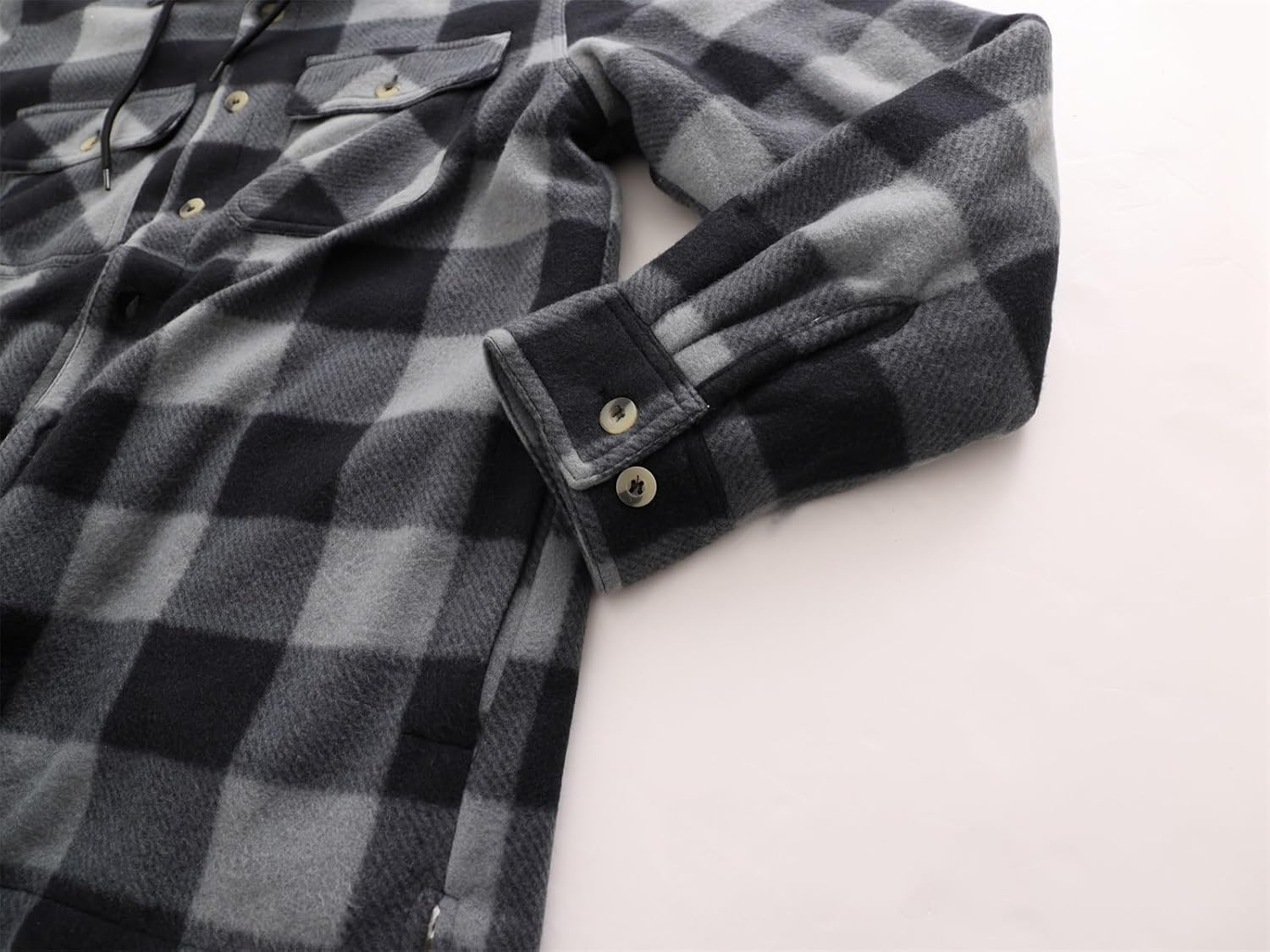 Heavy Thick Flannel Plaid Jacket Sherpa Fleece Lined Hoodies for Men Zip Up Winter Warm Coat Buffalo Zipper Sweatshirt - Image 6