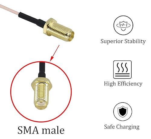 Miniatura 3 de SMA hembra para soldar el pin Cable coaxial RF de baja pérdida 4 piezas SMA Hembra Pigtail Antena Wi-Fi Coaxial RG-178 Cable de baja pérdida 7.9