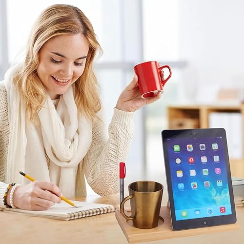 Miniatura 3 de Marcapáginas triangular de madera con soporte para bebidas, soporte para libros de mesita de noche, soporte para recetas de encimera, reposo de