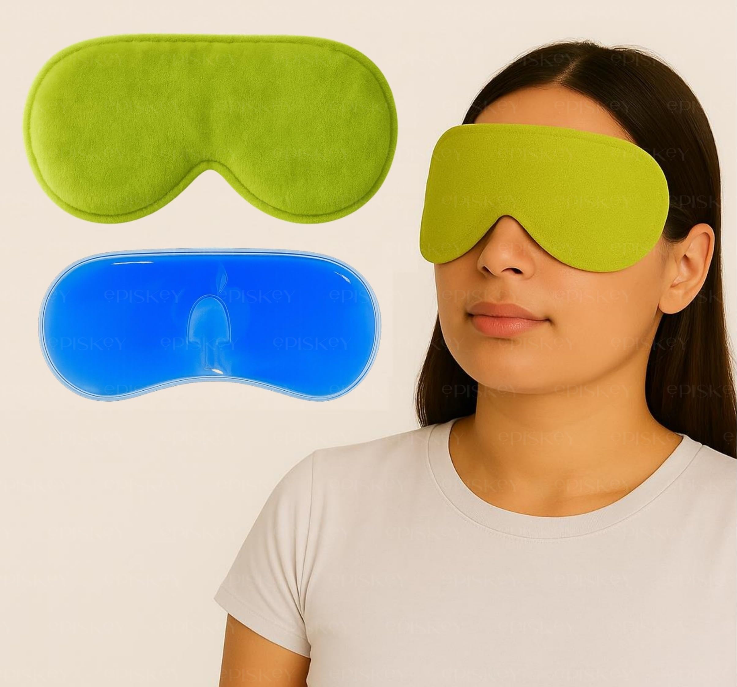 EPISKEY Cooling Gel Relaxing Eye Sleep Mask for Dark Circles, Dry Eyes, Cooling Eyes, Pain Relief, Redness, Eye Patches, Sleeping Cool Pad Suitable for All Family Members Sleeping Mask (OLIVE GREEN GEL)-image-32