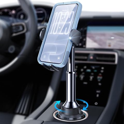 LISEN Cup Phone Holder for Car [No Shaking] Cell Phone Cup Holder for Car, Phone Mount One-Step Height Adjust Universal 360° Adjustable for iPhone 18 Pro Max 17 16 15 14 Samsung All 4-7'' Phone