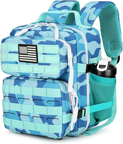 Miniatura 29 de Mini mochila táctica de 9L para hombres y mujeres, mochila táctica pequeña para senderismo, bolsa táctica pequeña, paquete de fitness, Negro&rojo,