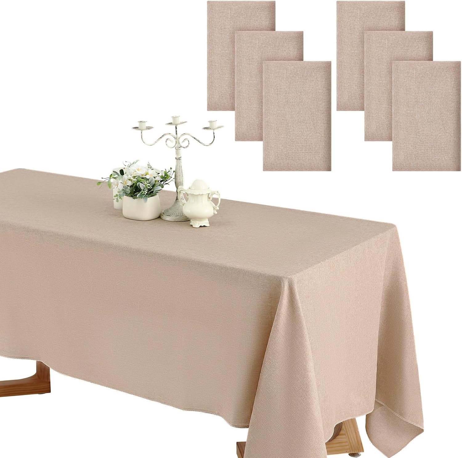 Preboun 6 Pack Rectangle Tablecloth 60 x 102 Inch Polyester