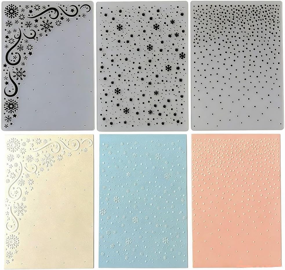 3 pcs Plastic Embossing Folder Template Christmas Snowflake Elements Texture A6 Size for Card Making DIY Scrapbooking Paper Crafting Handmade Crafts Scrapbooking Arts Supplies Scrapbook Decor