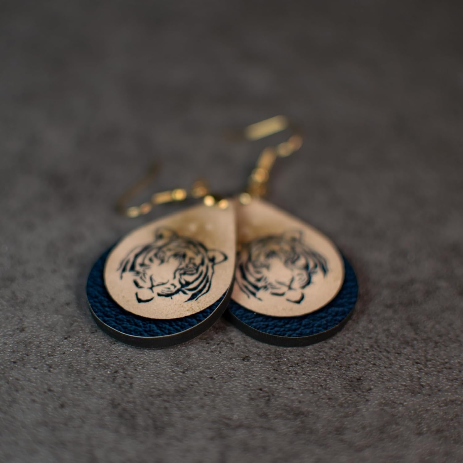 Tiger Earrings for Women School Spirit Teardrop Dangle Jewelry College High School Graduation Gift Handmade by The Painted Pug