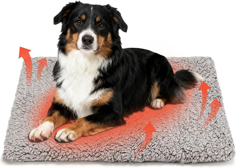 Tapete térmico autorregulável para gatos PatiencET com fleece e espuma, sem eletricidade, Cinza, 91,44 x 60,96 cm