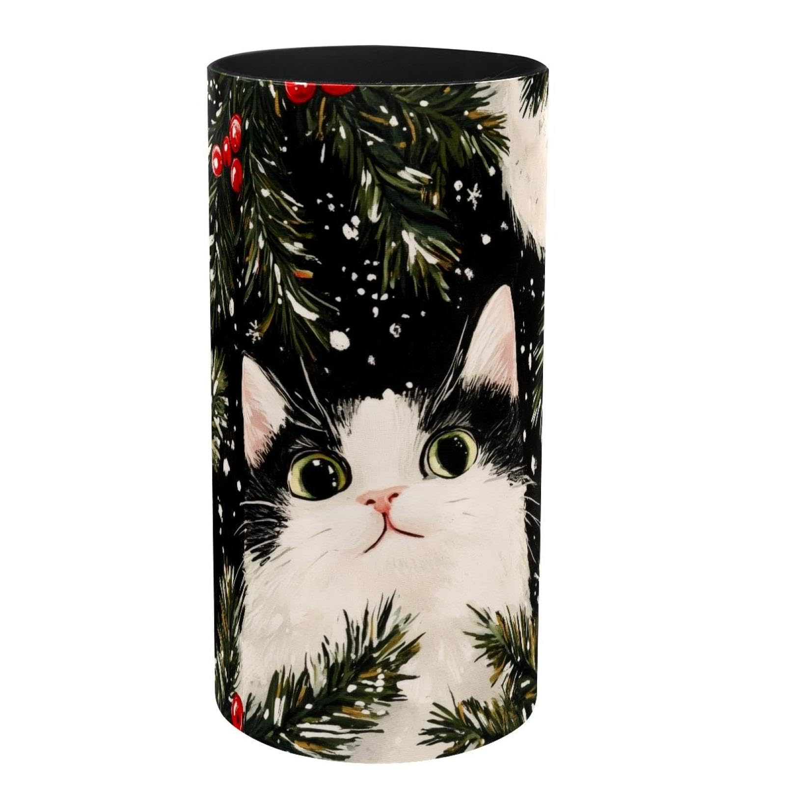 Boîte à musique chat feuilles de Noël en métal durable pour rangement bureau