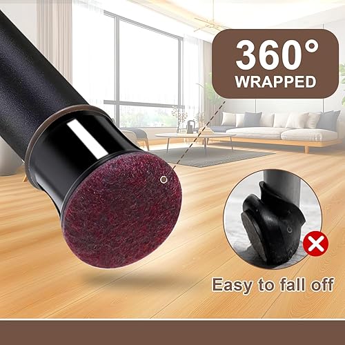 Miniatura 3 de OCONDA 20 protectores de suelo para patas de silla para suelos de madera dura, deslizadores de muebles de goma transparente con fieltro, fundas de