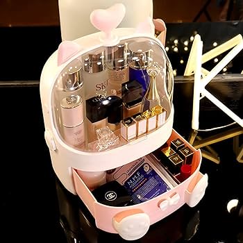 化粧品収納ボックス　化粧品ケース　大容量　蓋つき引き出し付き Amazon.co.jp: 化粧品収納ボックス 蓋付き 化粧品収納ラック 大