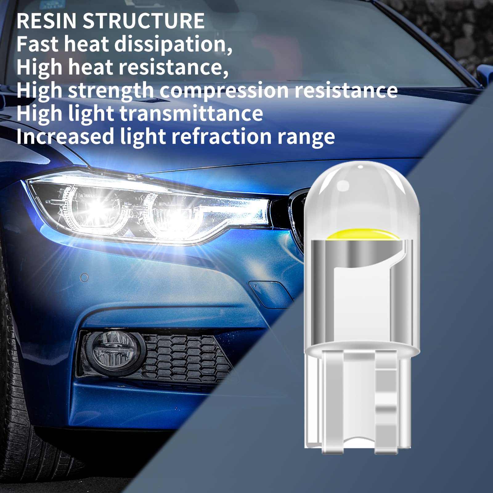 Lot De 10 Ampoules LED T10 Blanc Froid Pour Intérieur BMW E32 / E38 - Lumière Intense, Neuf
