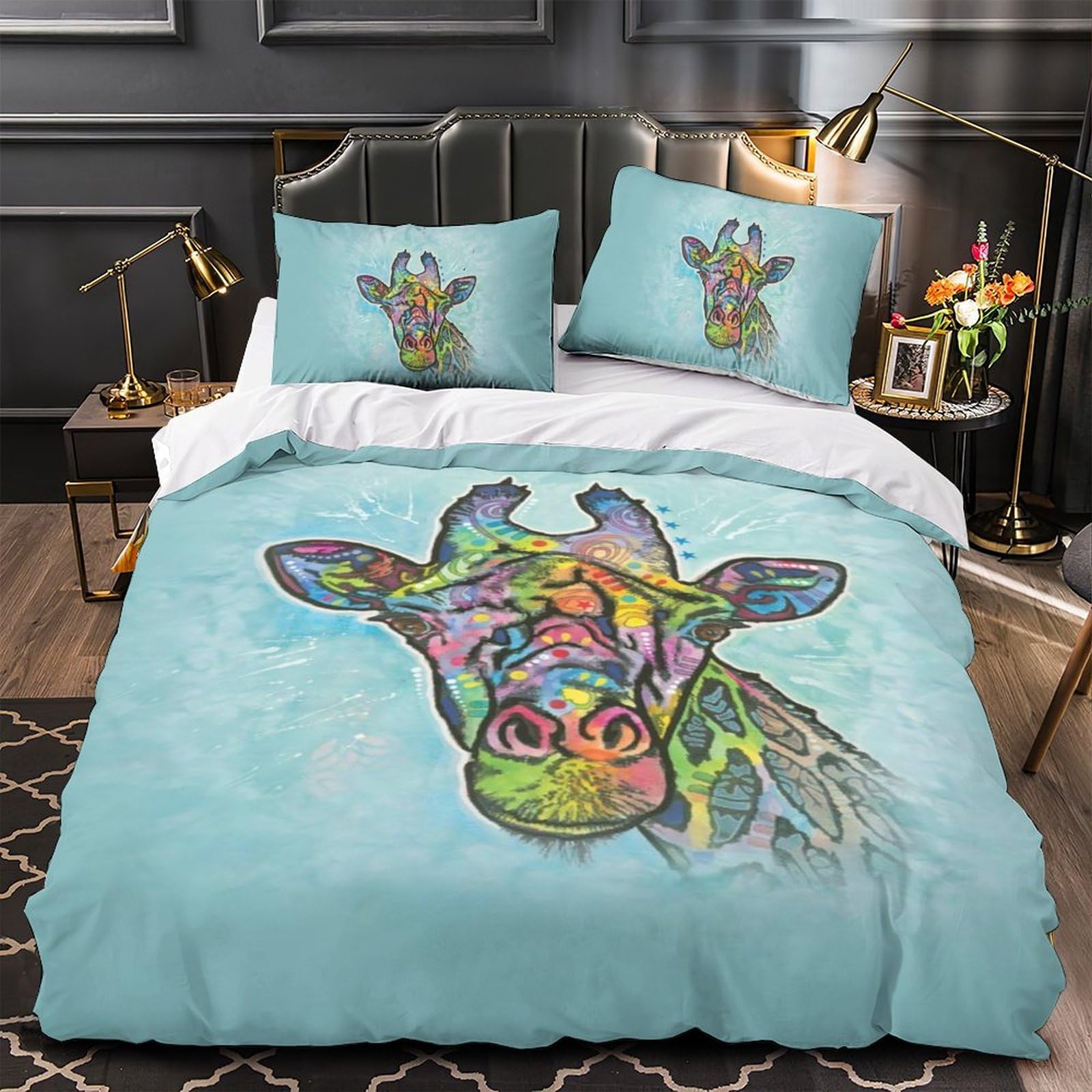 Housse de couette animal 3D girafe pour évader la chambre des enfants dans la savane