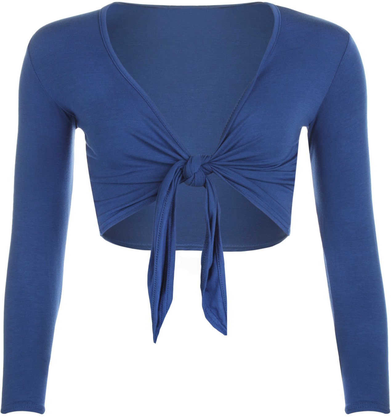 WearAll New Ladies Shrug Tie Up Long Sleeve Top Womens Electric Blue 12/14