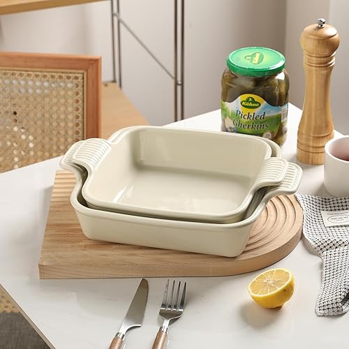 Miniatura 41 de Sweejar Ceramic Baking Dish, Rectangular Small Baking Pan with Double Handles, 20 Oz for Cooking, Brownie, Kitchen, 6.5 x 4.9 x 1.8 Inches(Red)