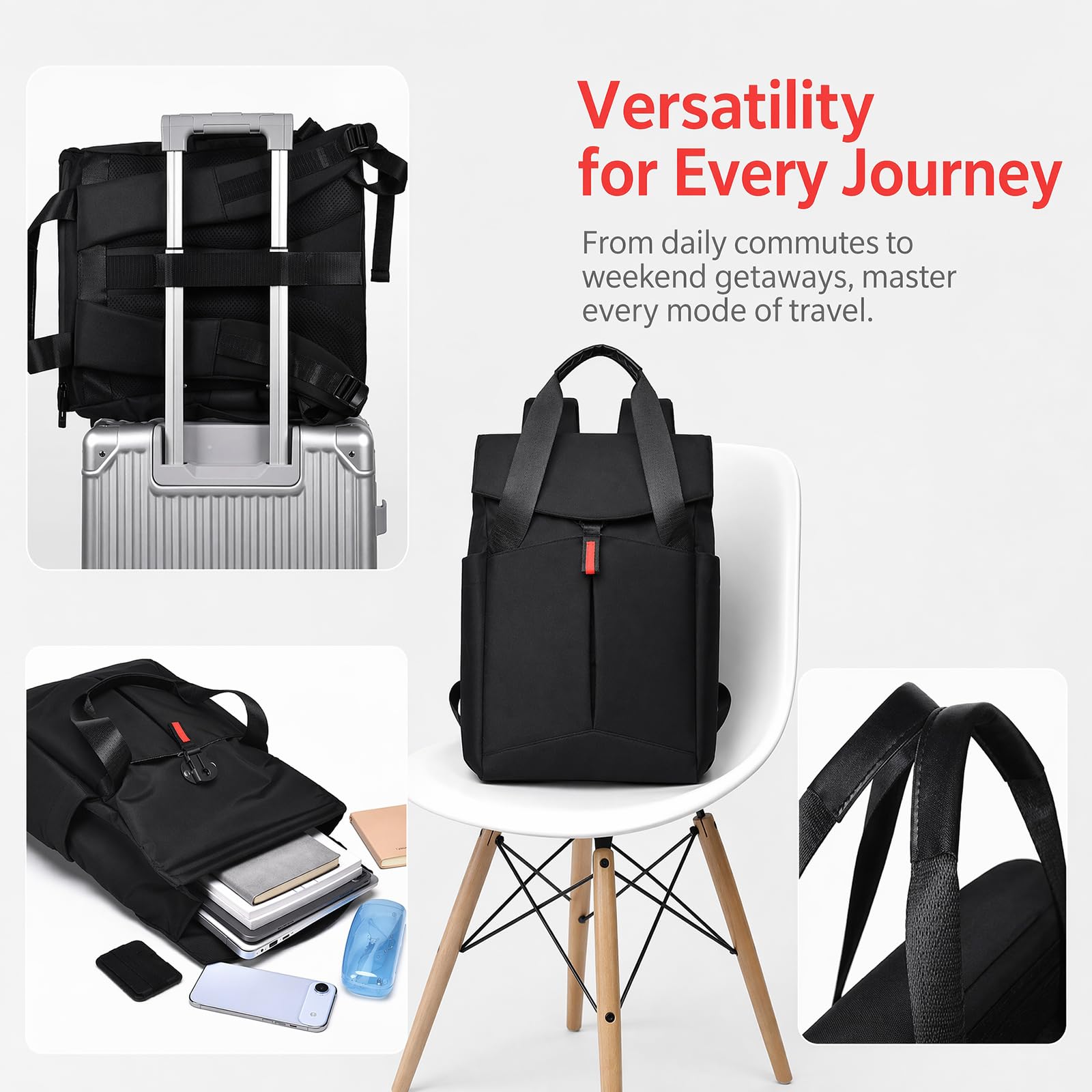 Unisex 15-calowy laptop Cabriolet plecak, 3-drogowy odporny na zużycie Business Daypack torba na ramię Satchel dla podróży do dojazdu