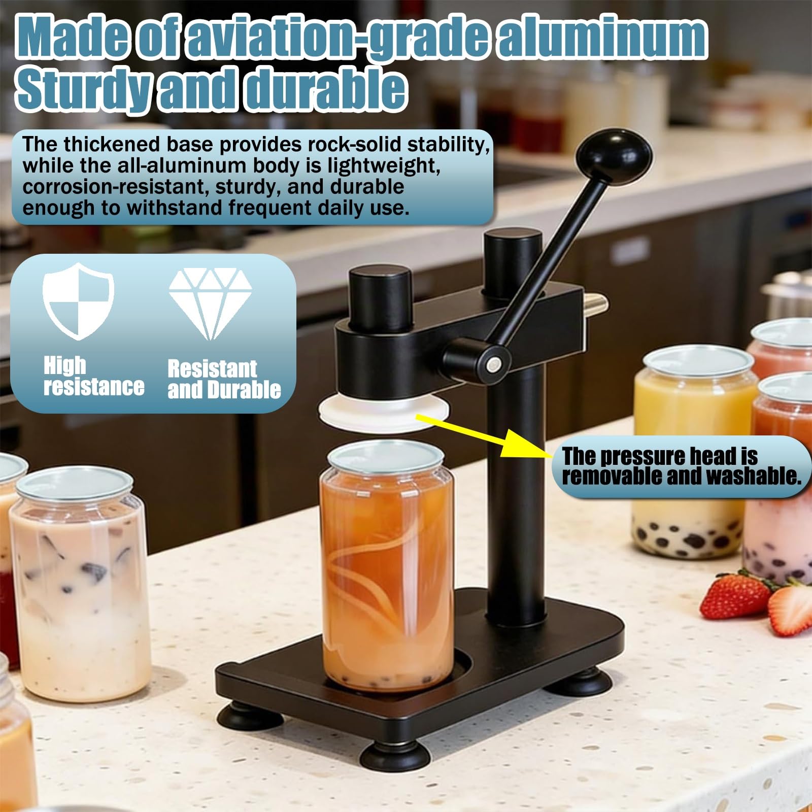 Máquina selladora manual de latas, para tarros de 55 mm de diámetro